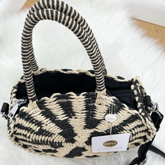 NWT MMS Design Studio White&black Straw Purse - Picture 7 of 8